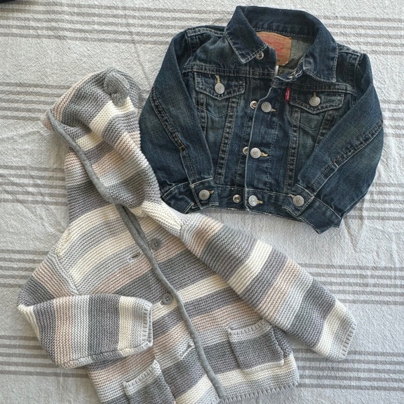 Baby Levis Denim Jacket /Gap Sweater B/G 12Mos. - Picture 1 of 7